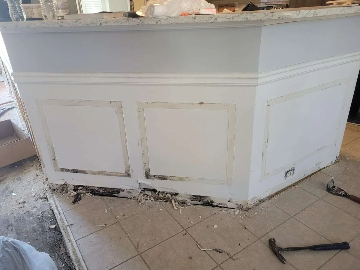 Water damage and mold on kitchen during Storm Damage Restoration in Orem